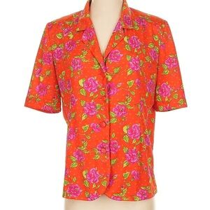 Ken Scott Vintage Italian Red and Pink Floral Top